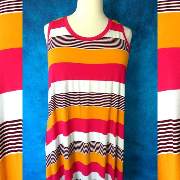 Lane Bryant Striped Tank Dress 22/24 Pink White - Picture 3 of 8